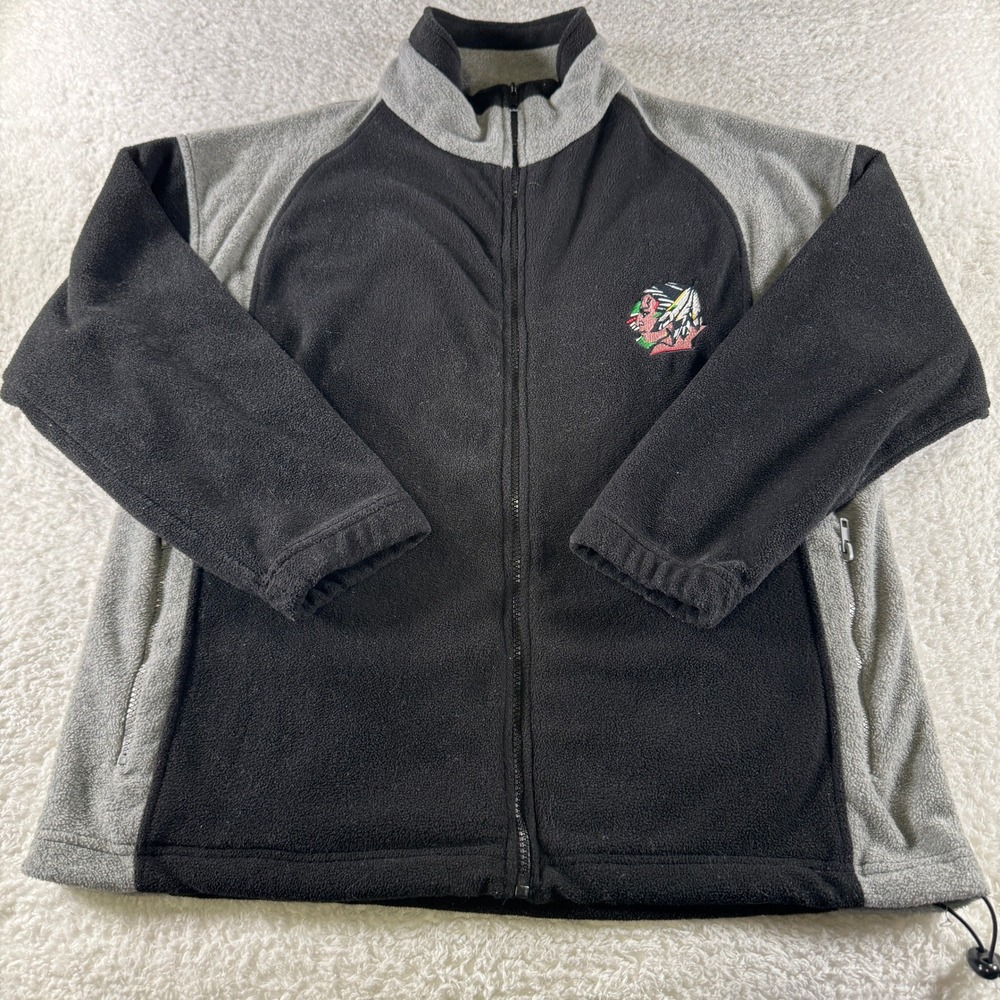 Vintage Y2K Men's Medium Fighting Sioux UND Fleece Full Zip Sweatshirt‎ Black